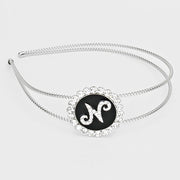 -N- Crystal Accented Initial Monogram Headband