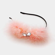 Pom pom fur & crystal headband