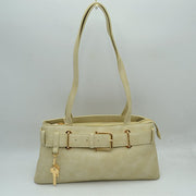 Belted Shoulder Bag with Key Charm Accent