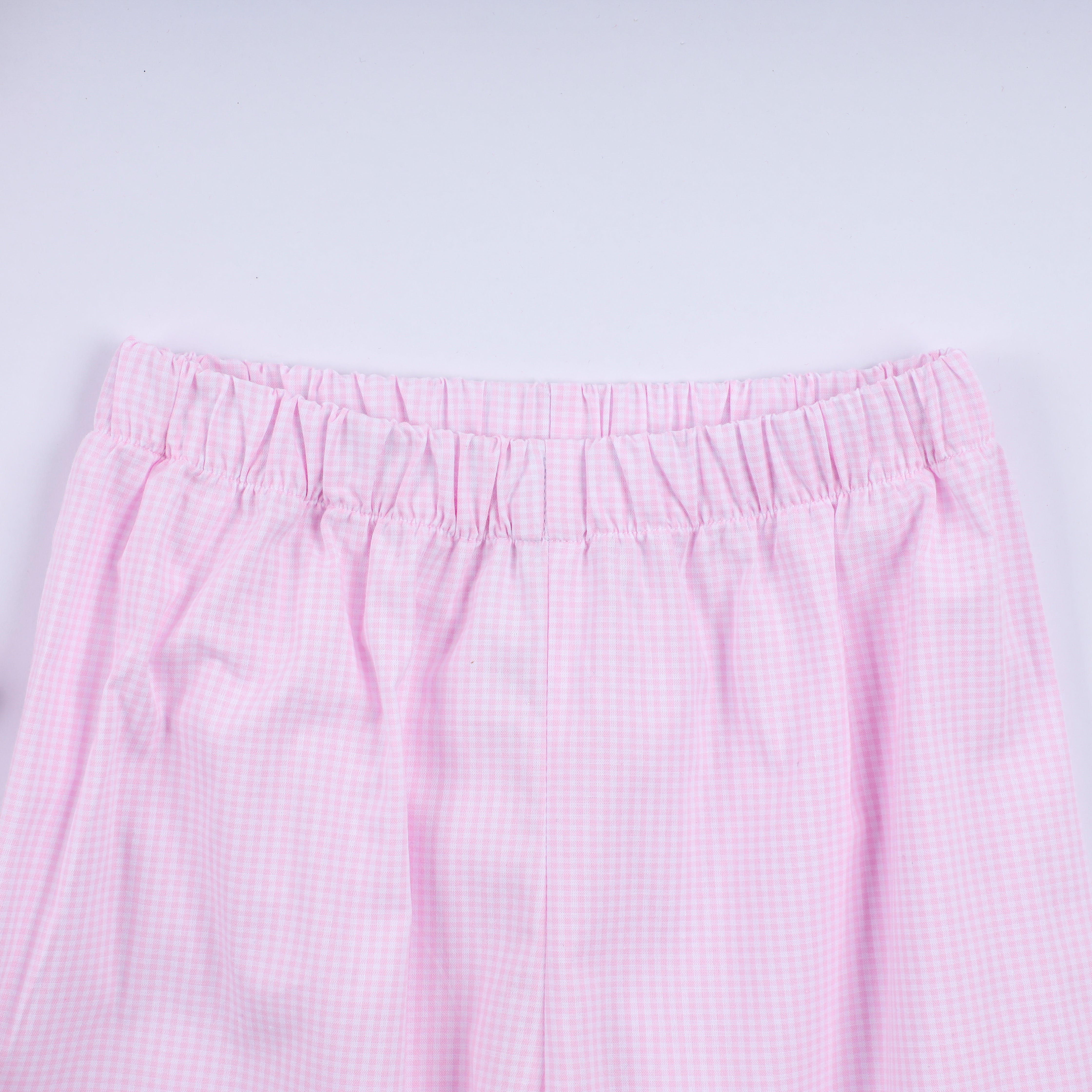 Pink christmas tree hand smocked ruffle pants set