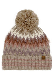 C.C Multi Color Chevron Pom Beanie