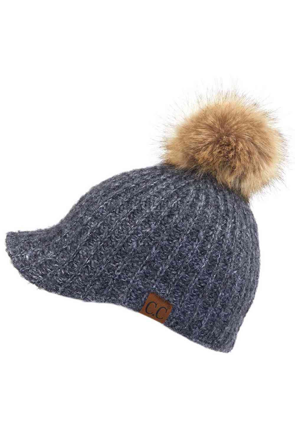 C.C Beanie Knitted Brim With Pom