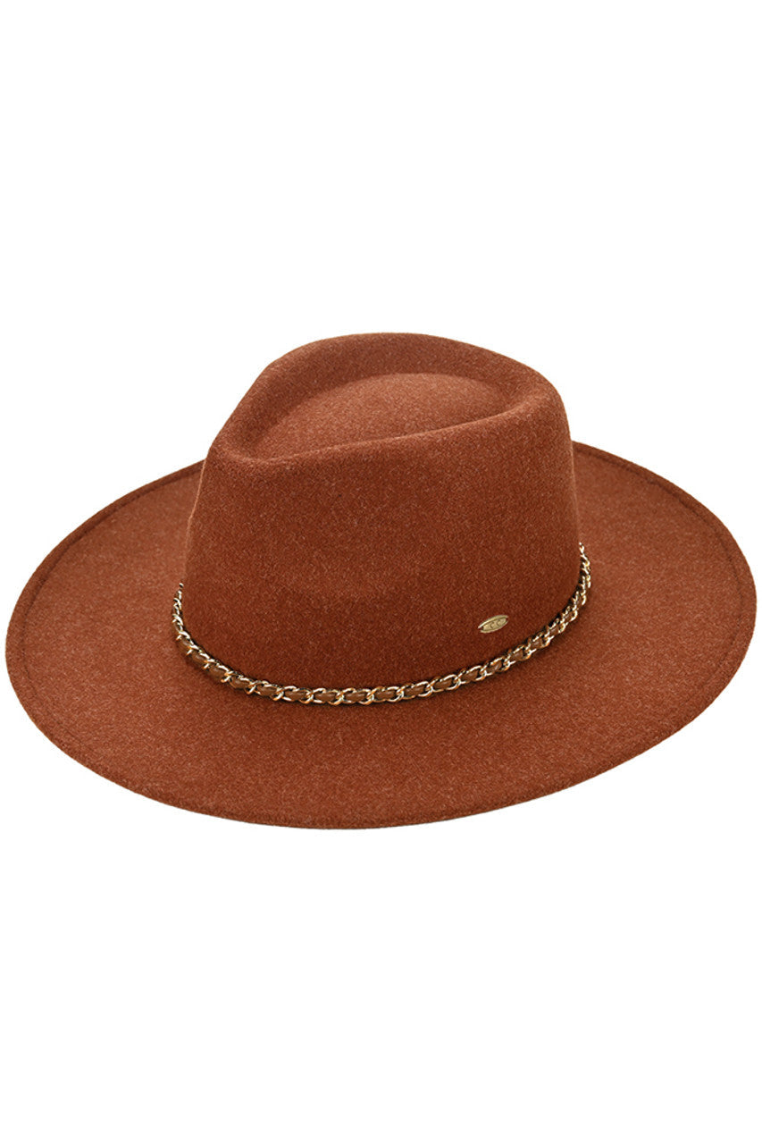 C.C Chain Trim Band Vegan Felt Panama Hat