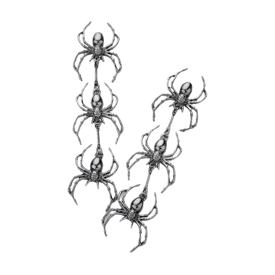 Triple Metal Spider Link Dangle Earrings