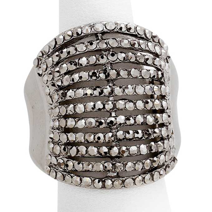 Wide Rhinestone Stretch Ring