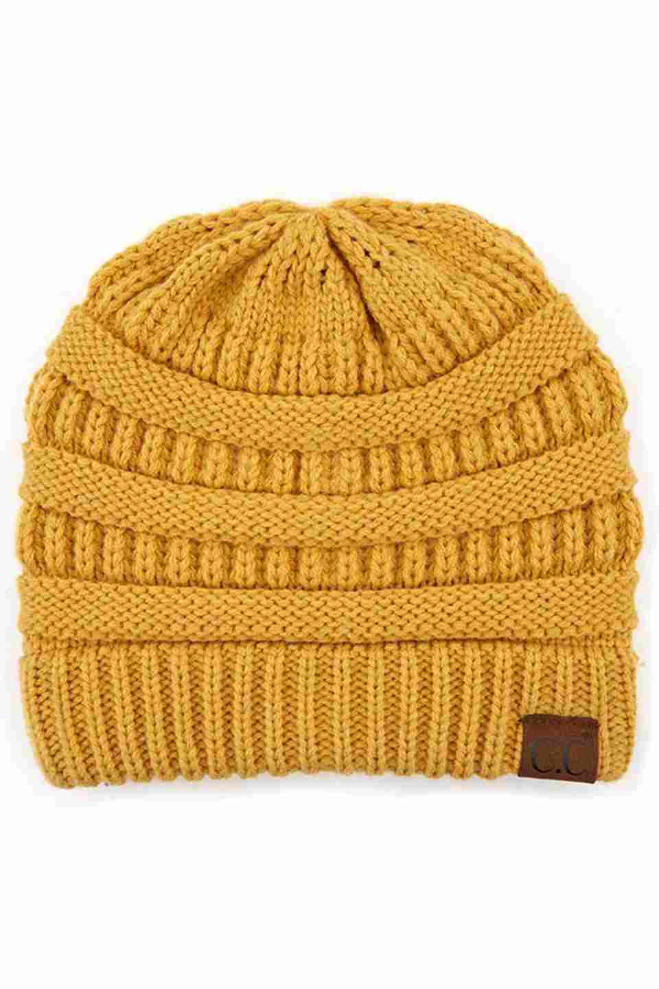 C.C Women's Ribbed Knit Solid Color Beanie