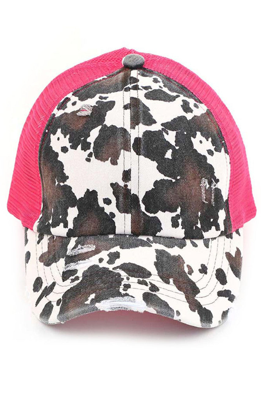 C.C COW PRINT CRISS CROSS PONYCAP