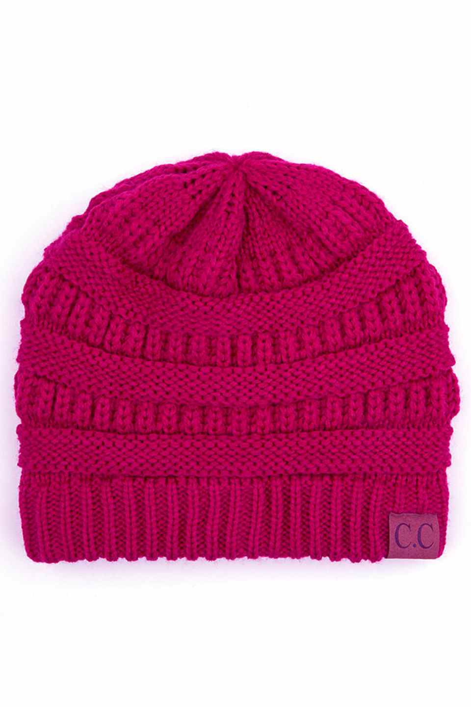 C.C Women's Ribbed Knit Solid Color Beanie