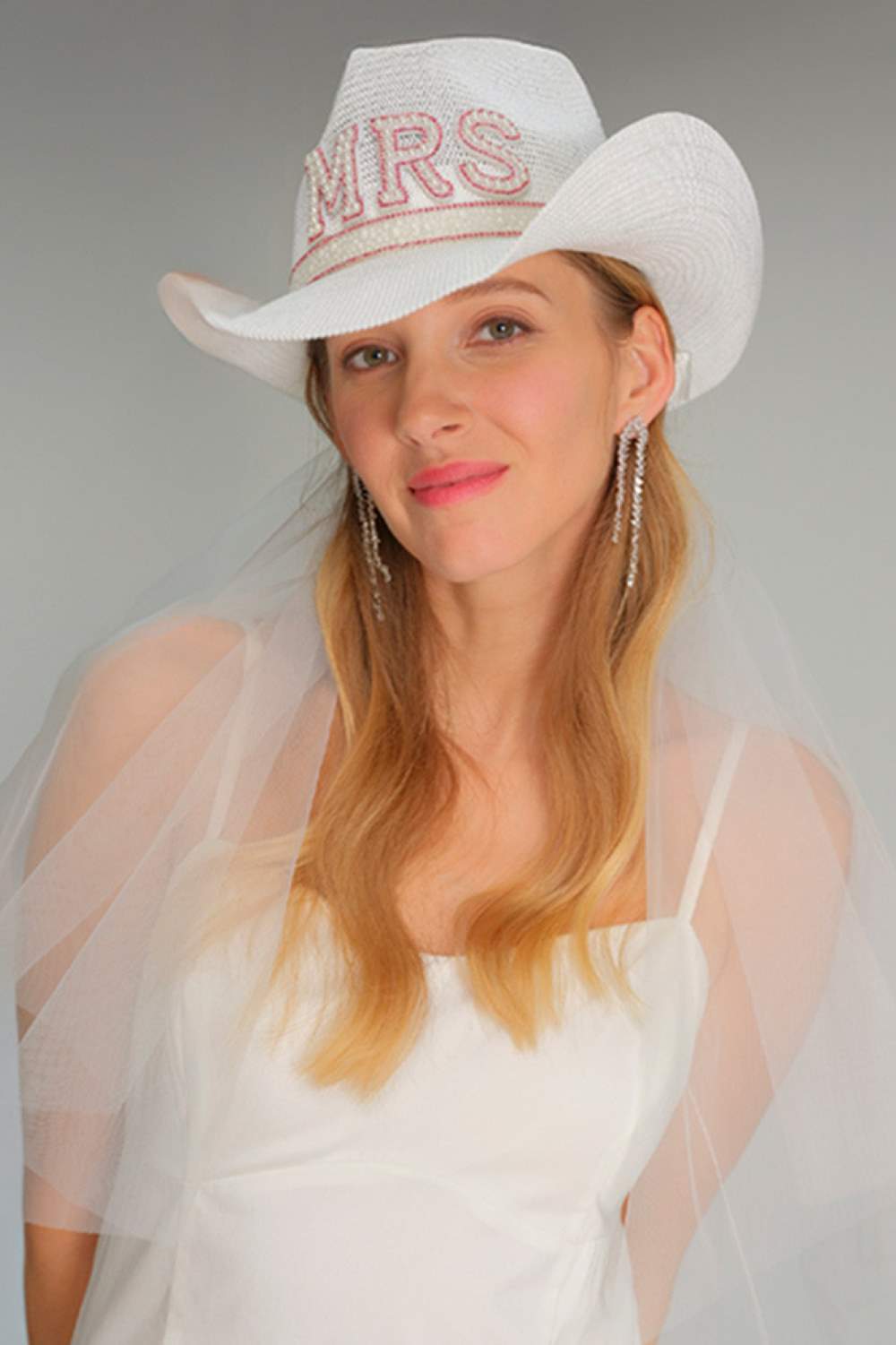 C.C MRS Letter Pearl & Rhinestone Trim Deco Cowboy Hat