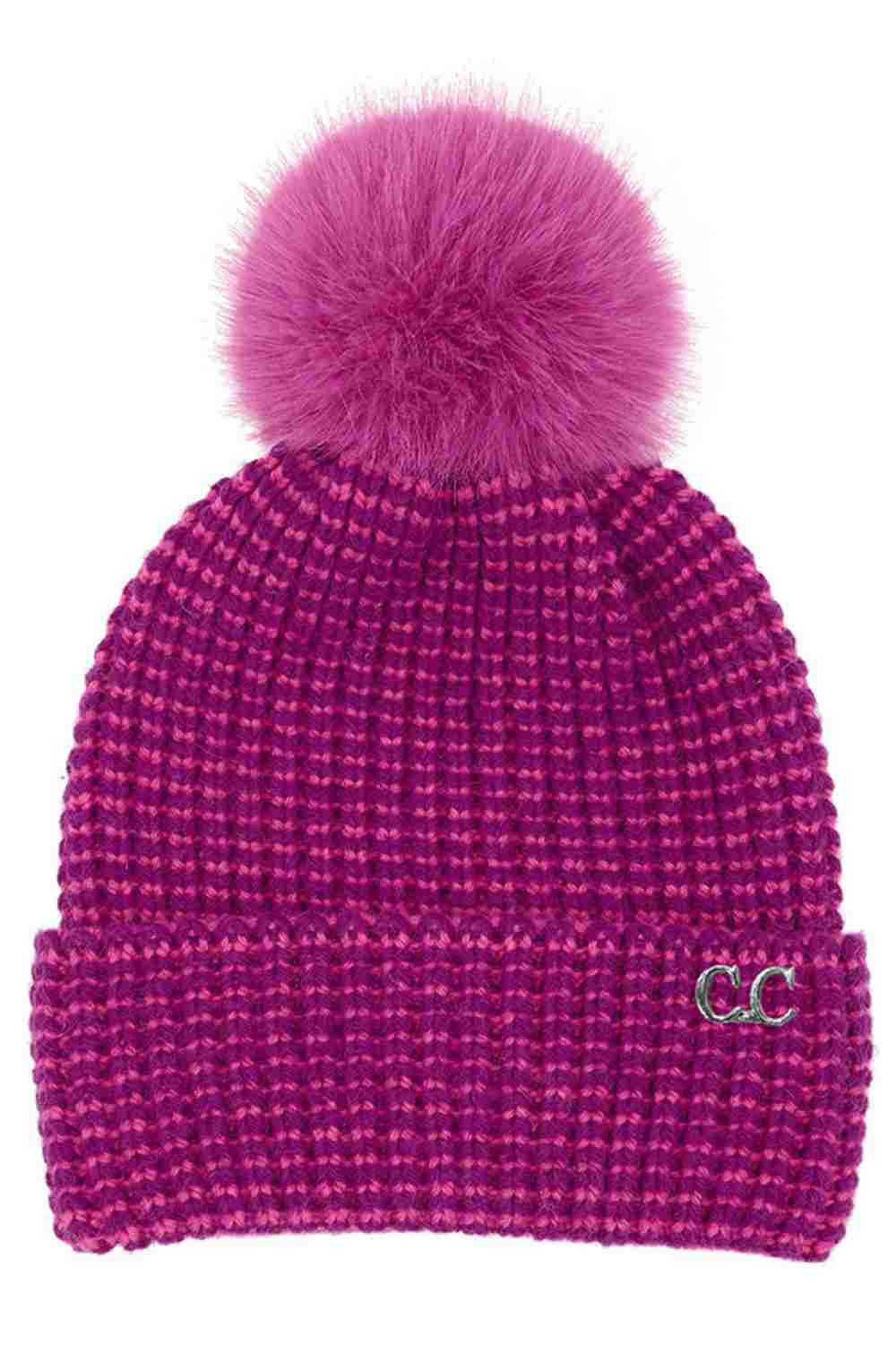C.C Two Tone Angora Cuff Beanie Winter Hat