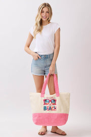 LIFE IS BETTER AT THE BEACH Letter Sunglasses Terry Tote Bag