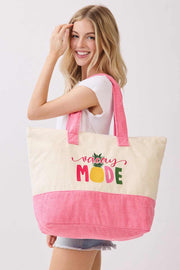 VACAY MODE Multi Color letter and Pineapple Terry Tote Bag