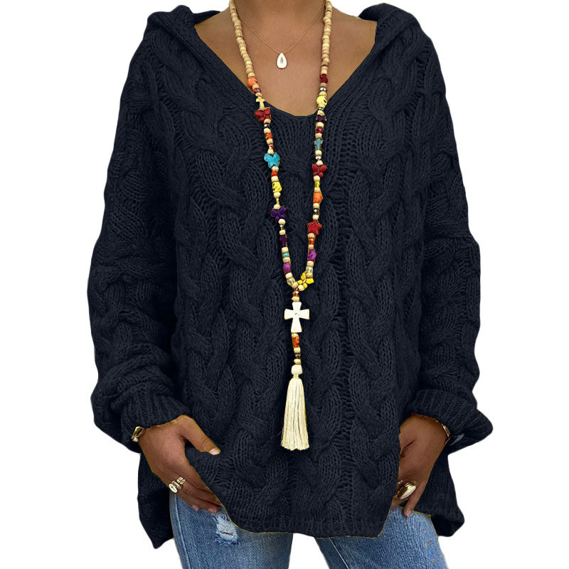 Pull à capuche ample à manches longues pour femme 
