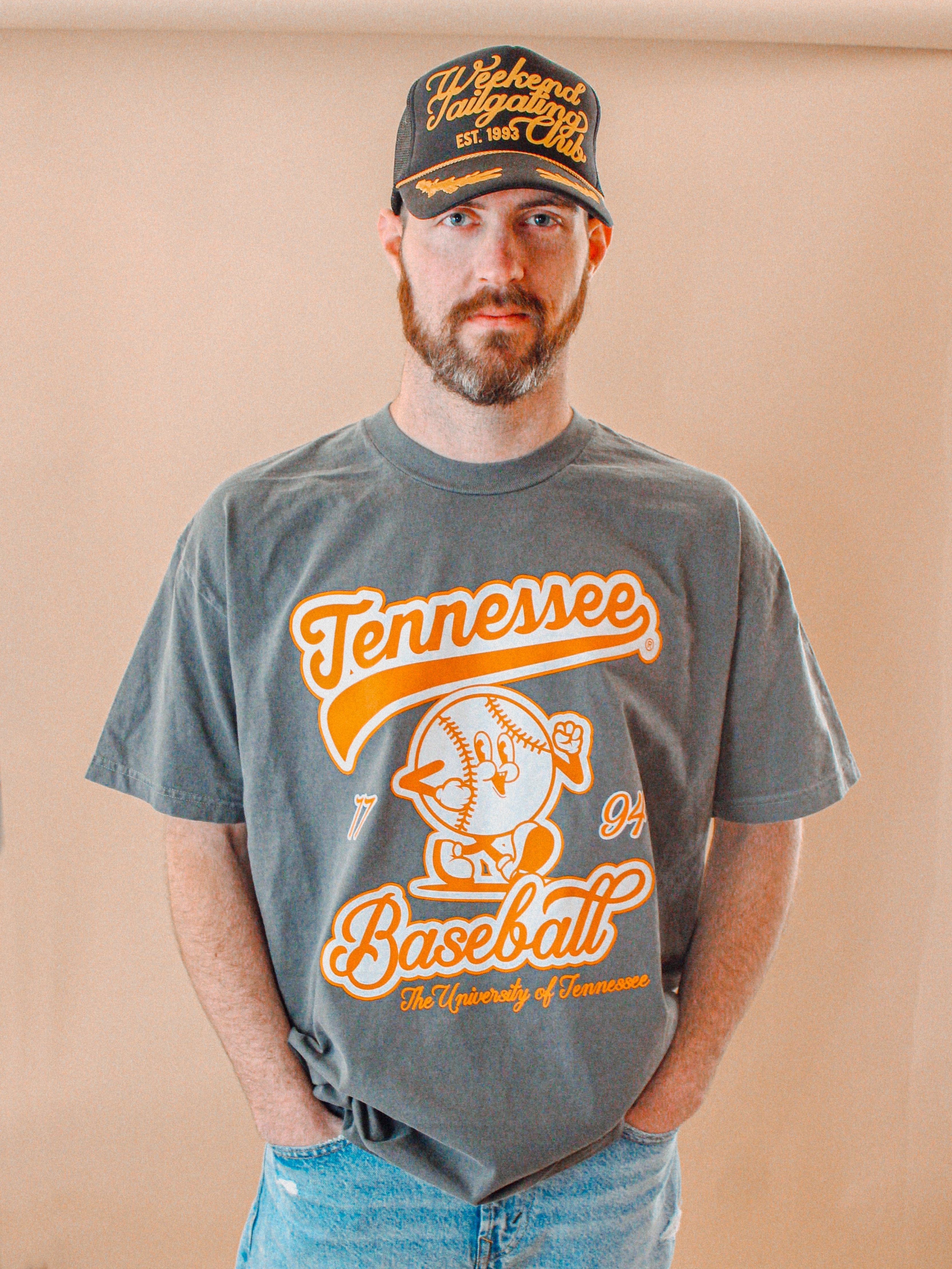 Underground Original Design: Tennessee Vols Baseball Cartoon Boxy Cotton TShirt