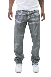 METALLIC PRINTED STACKED JEANS AJ07C