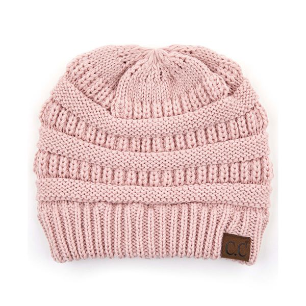 C.C CRISS CROSS PONYTAIL KNIT BEANIE