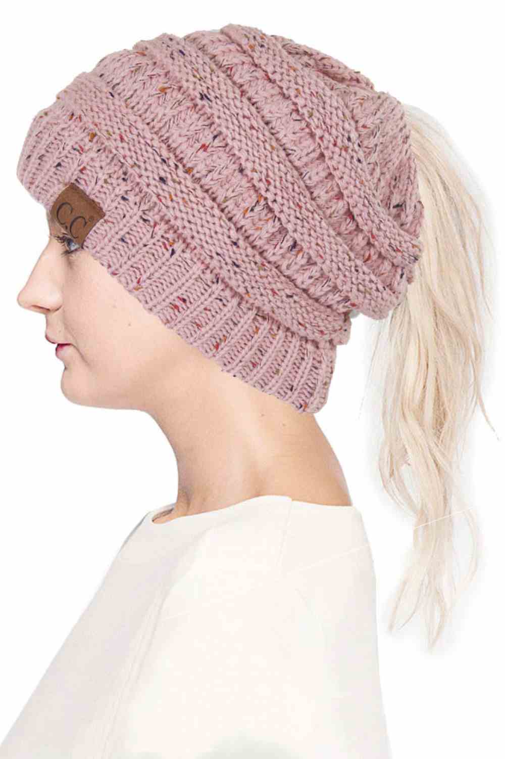C.C Confetti Ponytail Messy Bun Beanie