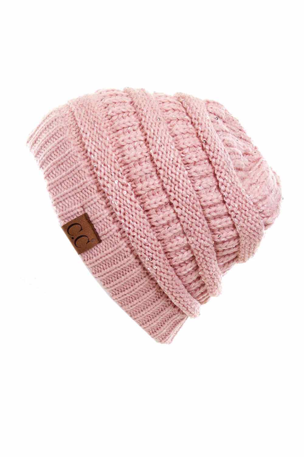C.C Sequin Ponytail Messy Bun Beanie
