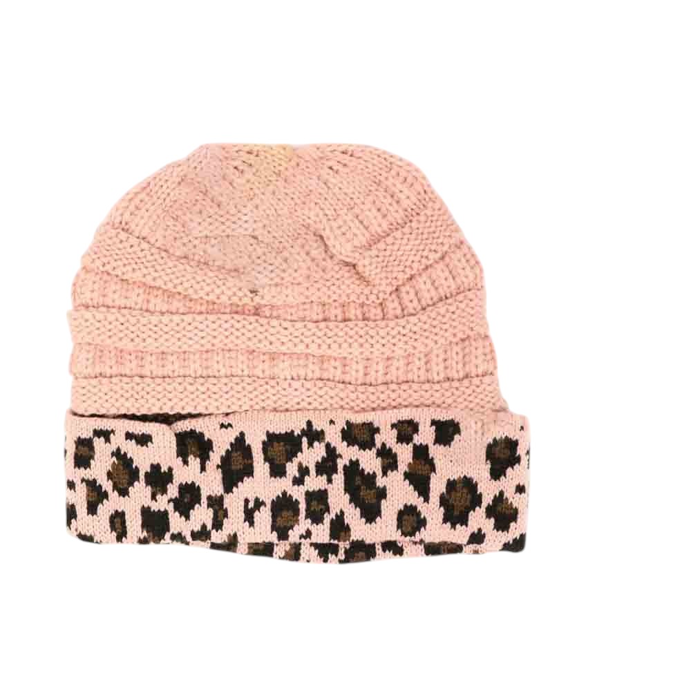 Matching Cuff Leopard Print C.C Beanie Tail