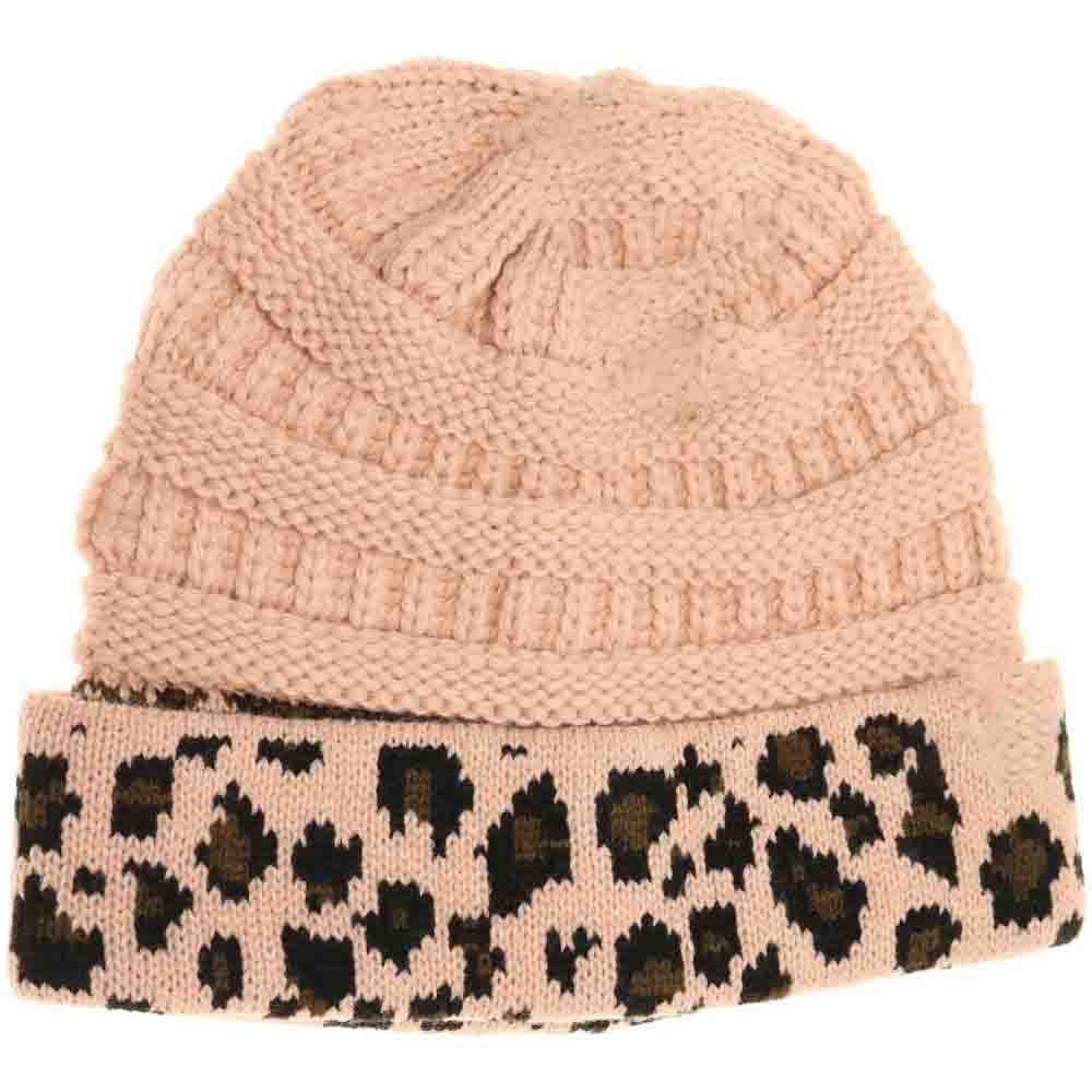 Matching Cuff Leopard Print C.C Beanie