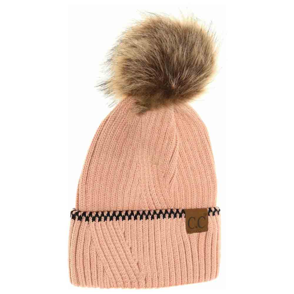 Ribbed Knit C.C Beanie with Accented
