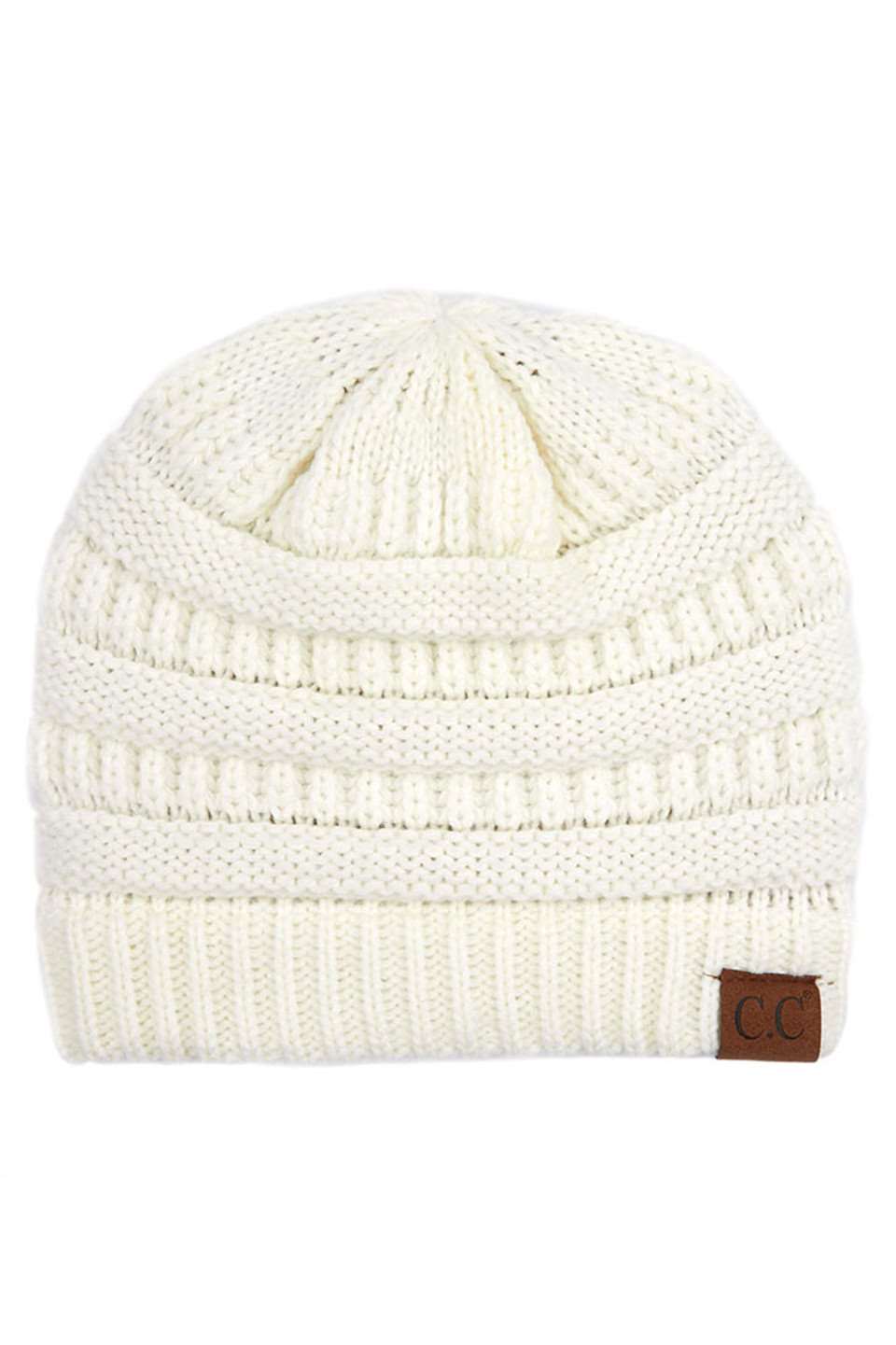 C.C Women's Ribbed Knit Solid Color Beanie