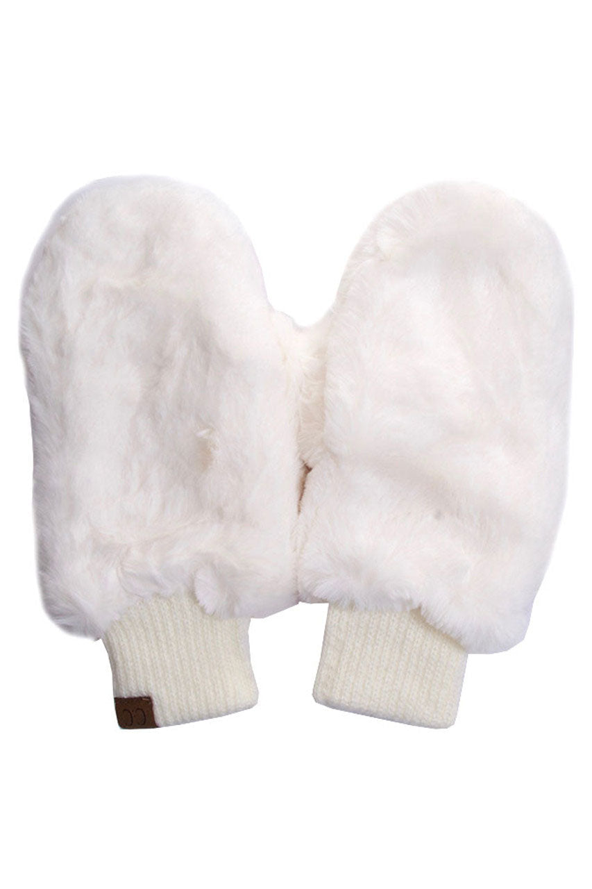 C.C Women's Faux Fur Pop Top Mittens Gloves Shepherd Lining