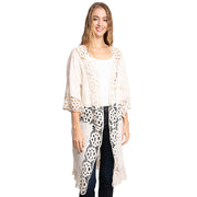 Floral Lace Trimmed Cover Up Kimono Poncho