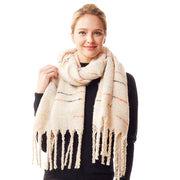 Glitz Colorful Stitch Fuzzy Oblong Scarf