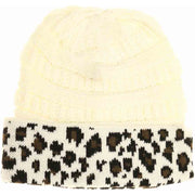 Matching Cuff Leopard Print C.C Beanie