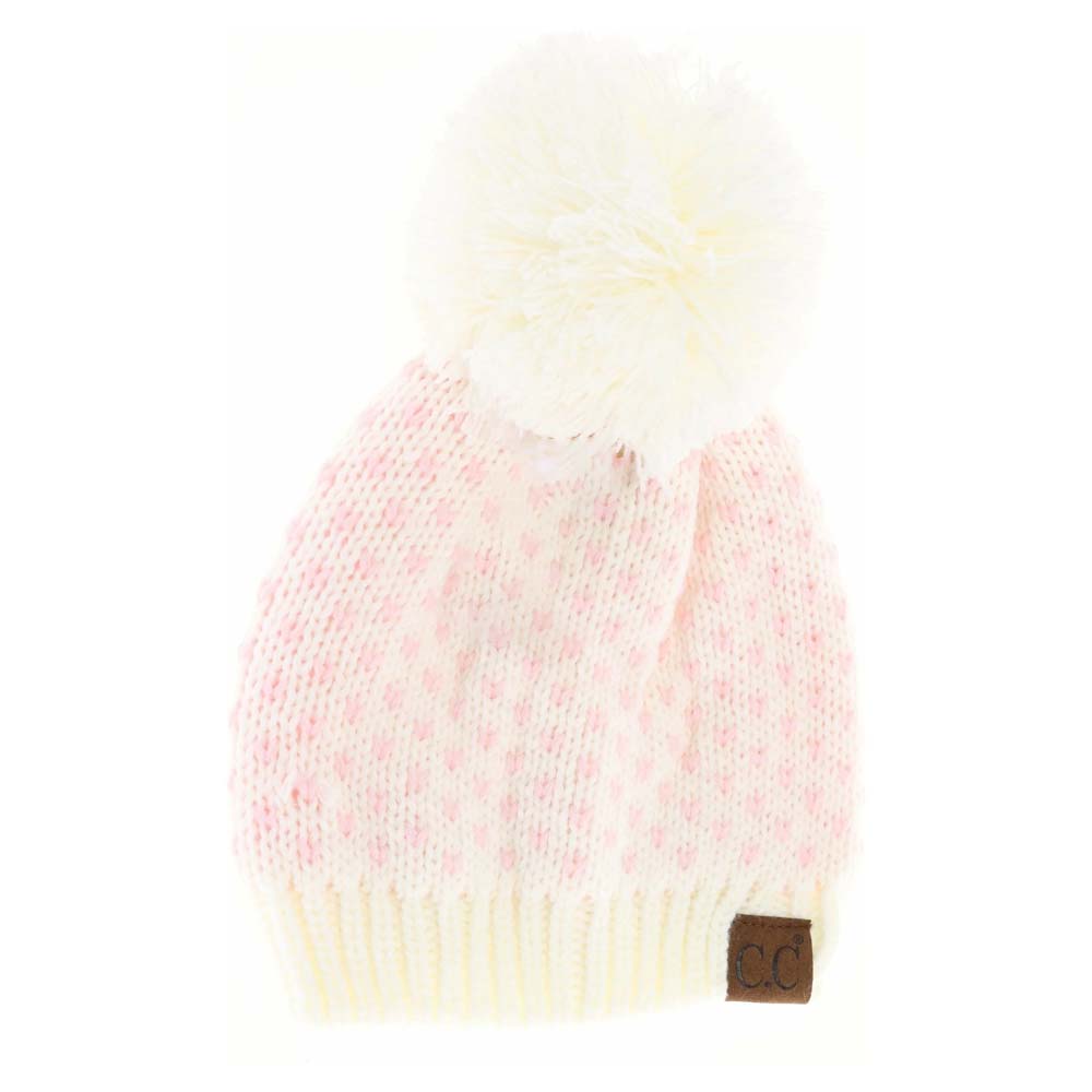 Heart Knit Pom C.C Beanie