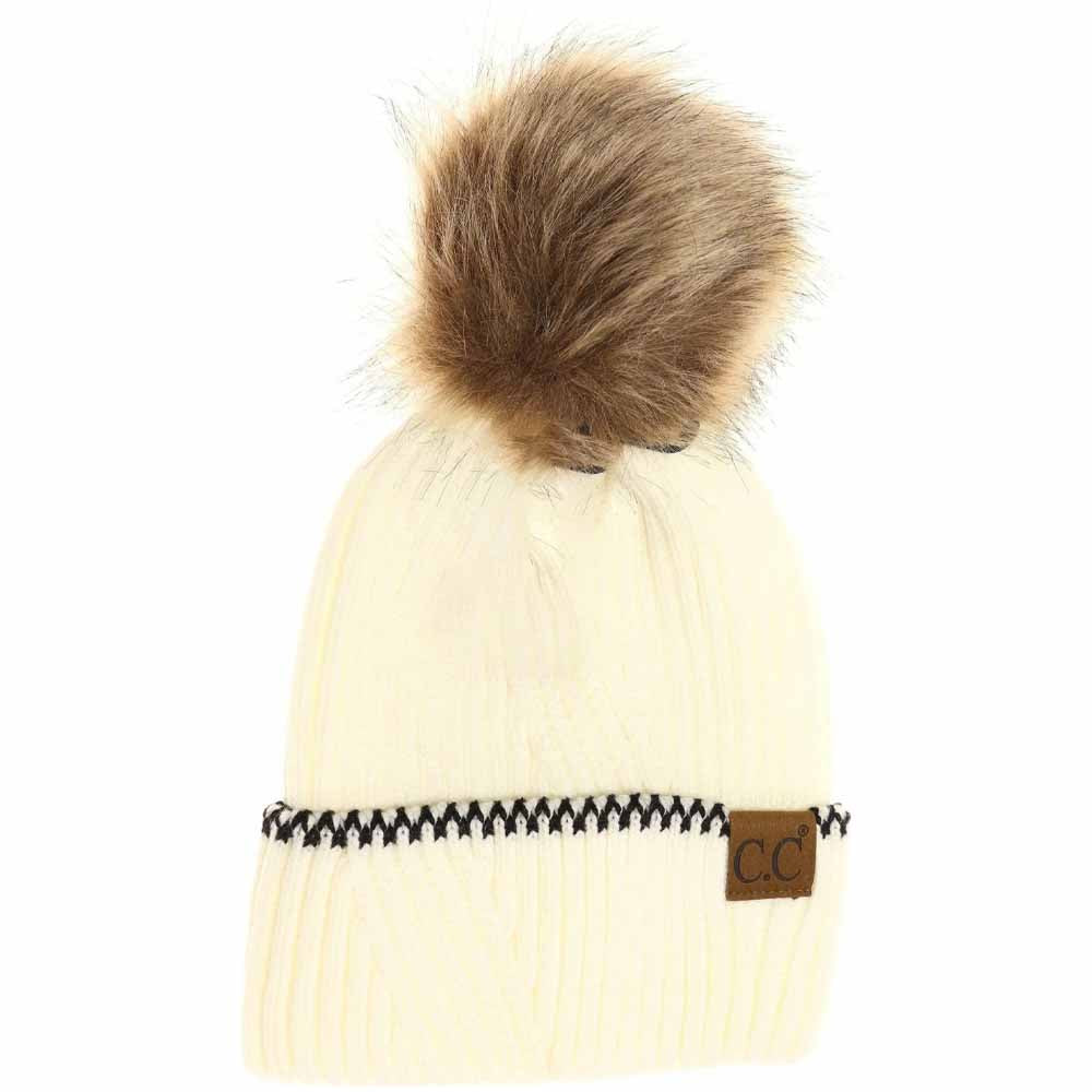 Ribbed Knit C.C Beanie with Accented