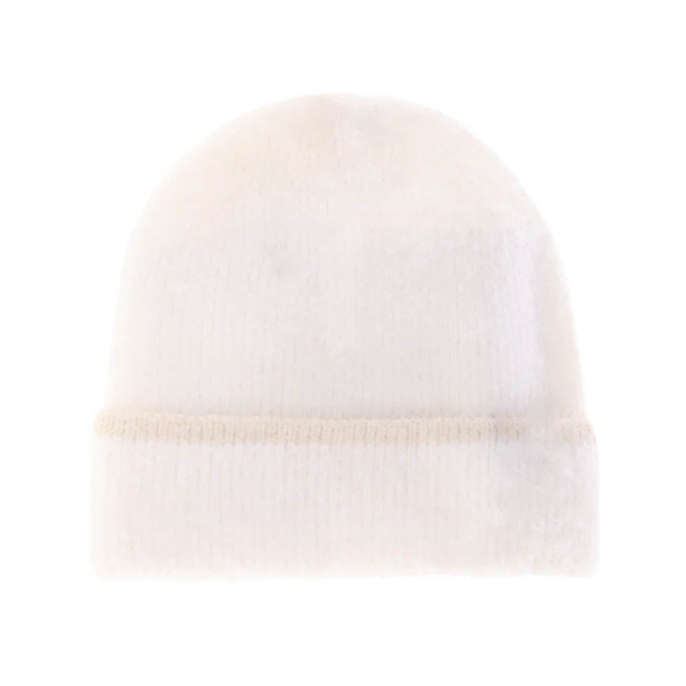 Soft Feather Yarn Striped Cuff C.C Beanie
