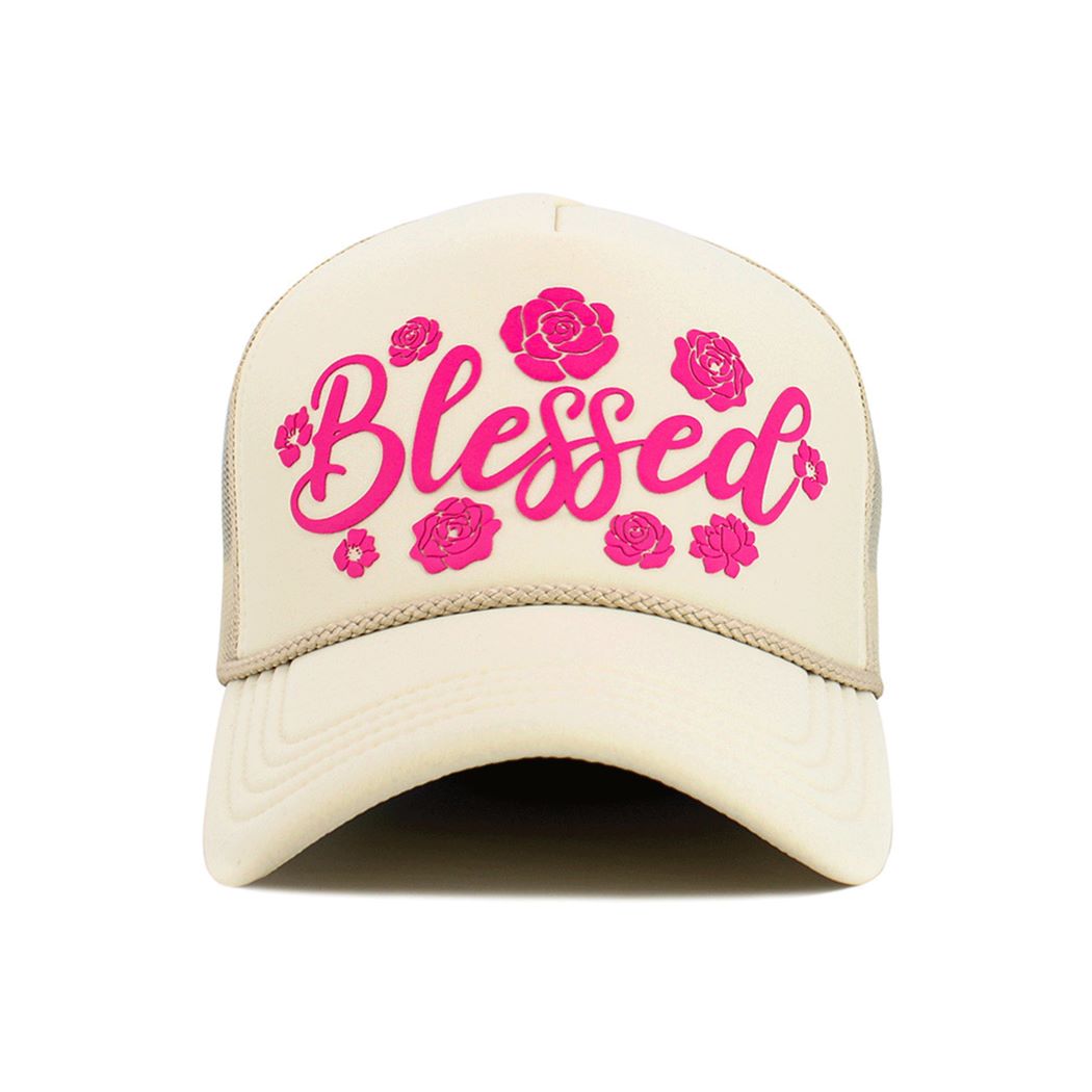BLESSED Letter Foam Trucker Hat Mesh Cap