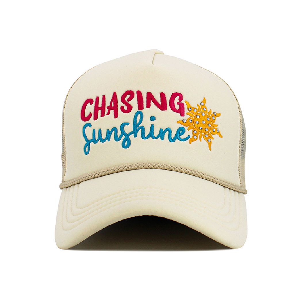 CHASING SUNSHINE Letter Foam Trucker Hat Mesh Cap