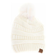 Super Soft Matching Fur Pom C.C Beanie