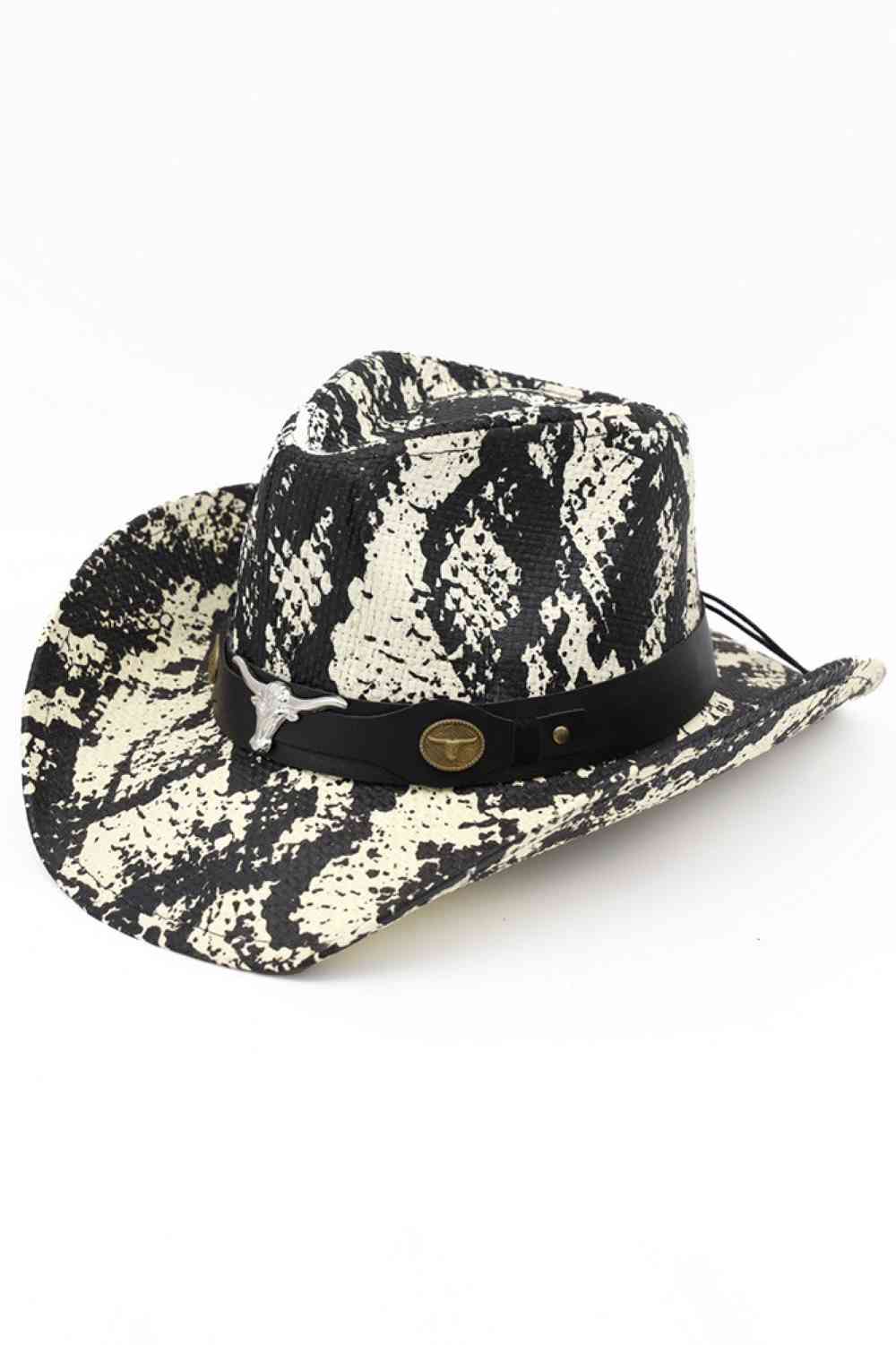 Bull Head Accent Snake Print Cowboy Hat
