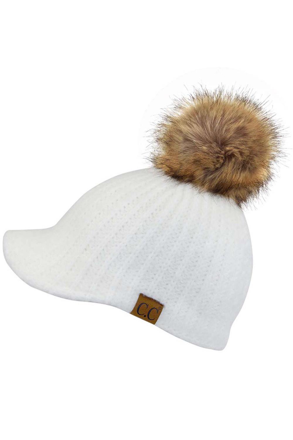 C.C Beanie Knitted Brim With Pom