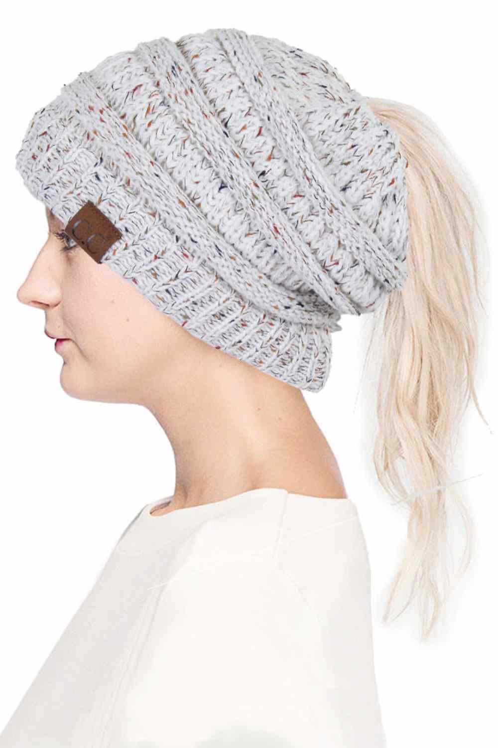 C.C Confetti Ponytail Messy Bun Beanie
