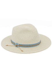Contrast Ribbon with Braided Cord Detail Straw Fedora Hat