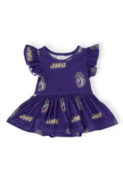 JMU Purple Duke Dog S/S Flutter Twirl Bodysuit
