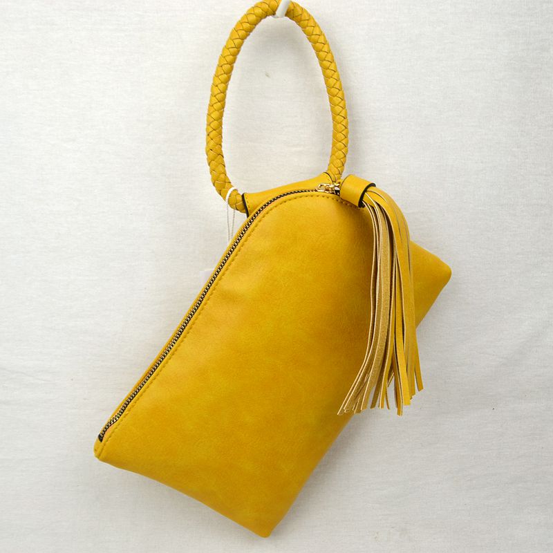 Braided Wristlet Clutch with Tassel Accent