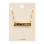 Mardi Gras Fleur de Lis Nola Message Pendant Necklace