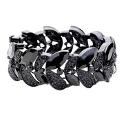 Rhinestone Pave Marquise Stone Leaf Stretch Evening Bracelet