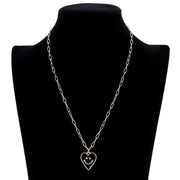 Smile Pointed Enamel Heart Pendant Necklace
