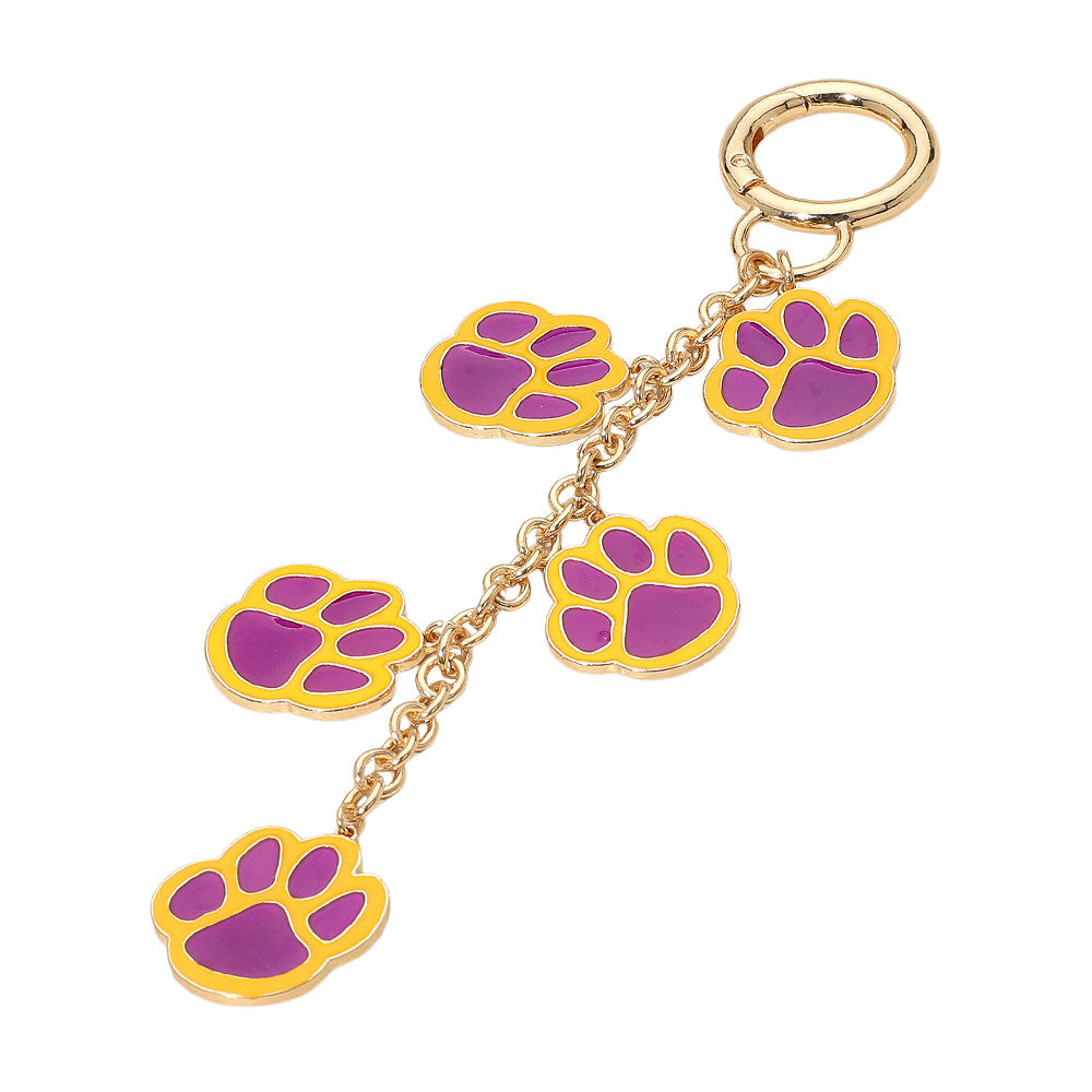 GAME DAY Football Themed Paw Charm Dangle Keychain Bag Charm