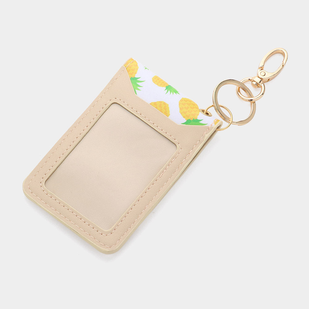 Fruits Printed Faux Leather Keychain / Card Holder Wallet