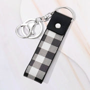Buffalo Check Patterned Faux Leather Keychain Bag Charm