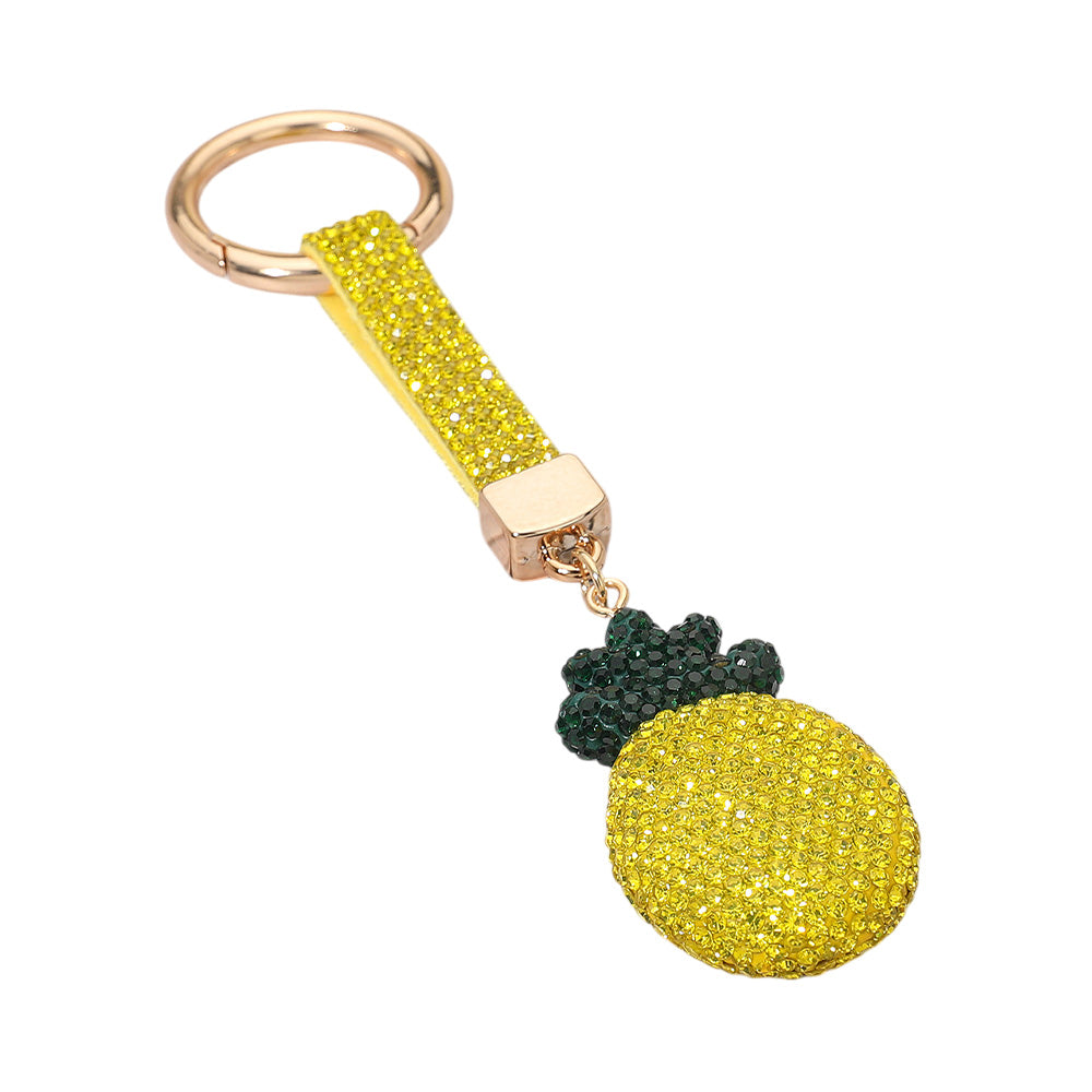 Bling Studded Pineapple Keychain Bag Charm