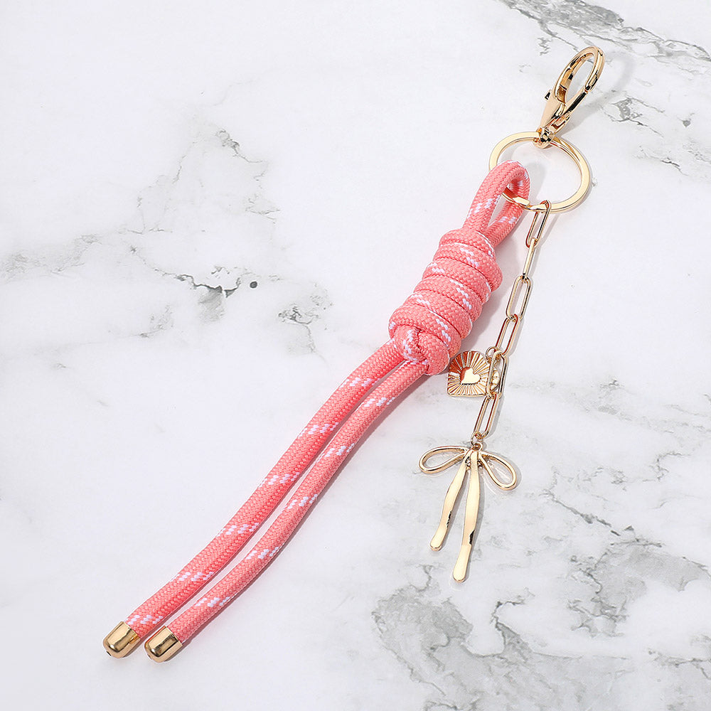 Heart Bow Charm Drop Rope Knot Keychain Bag Charm
